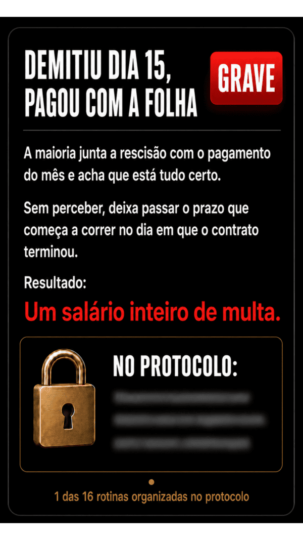 Demitiu dia 15 e pagou um salário inteiro de multa